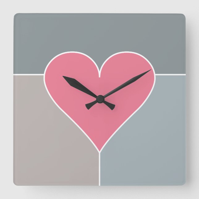 Herz-Muster-Wanduhren Quadratische Wanduhr (Vorderseite)