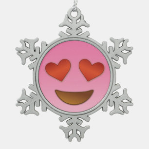 Herz mustert emoji schneeflocken Zinn-Ornament