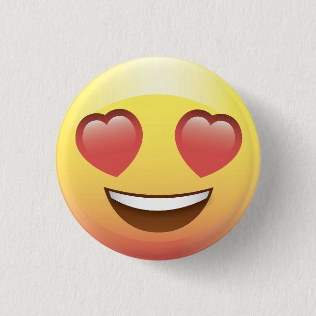 Herz mustert Liebe glückliches Emoji Knopf-Button Button (Vorderseite)