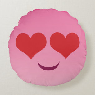 Herz mustert rosa emoji rundes kissen