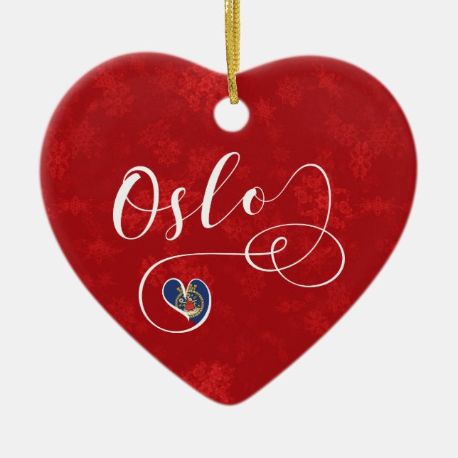 Herz Norwegens Oslo, Weihnachtsbaum-Verzierung Keramik Ornament (Vorne)