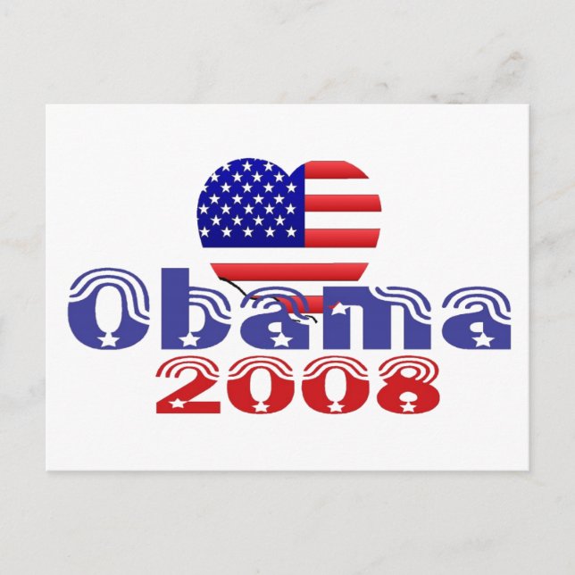 'Herz' Obama 2008 Postcard Postkarte (Vorderseite)