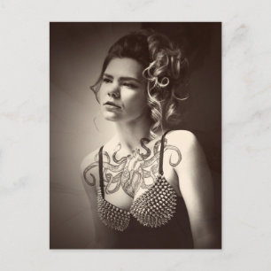 Herz Octopus Tattoo Girl Foto Postkarte