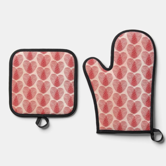 Herz Ofenhandschuh & Topflappen-Set (Vorderseite)