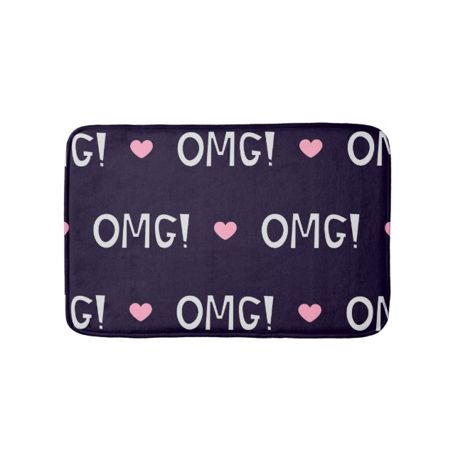 Herz, OMG-Text, niedliches Muster Badematte (Vorderseite)