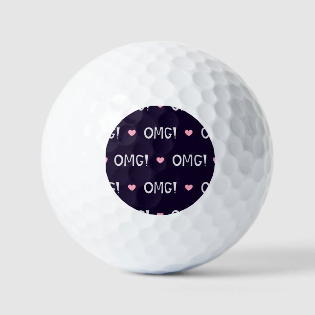 Herz, OMG-Text, niedliches Muster Golfball (Vorderseite)