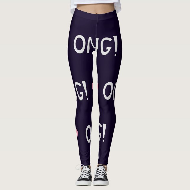 Herz, OMG-Text, niedliches Muster Leggings (Vorderseite)