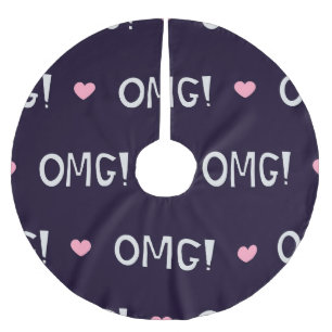Herz, OMG-Text, niedliches Muster Polyester Weihnachtsbaumdecke