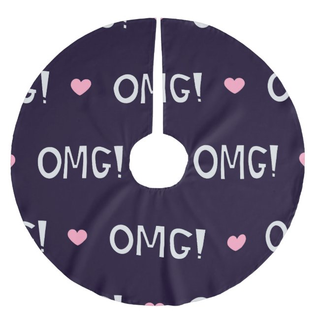 Herz, OMG-Text, niedliches Muster Polyester Weihnachtsbaumdecke (Vorderseite)