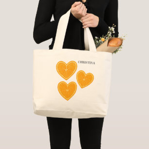 Herz Orange Tote Bag – Cute wiederverwendbare Farm Jumbo Stoffbeutel