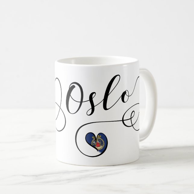 Herz Oslo Tasse, Norwegisch Kaffeetasse (VorderseiteRechts)