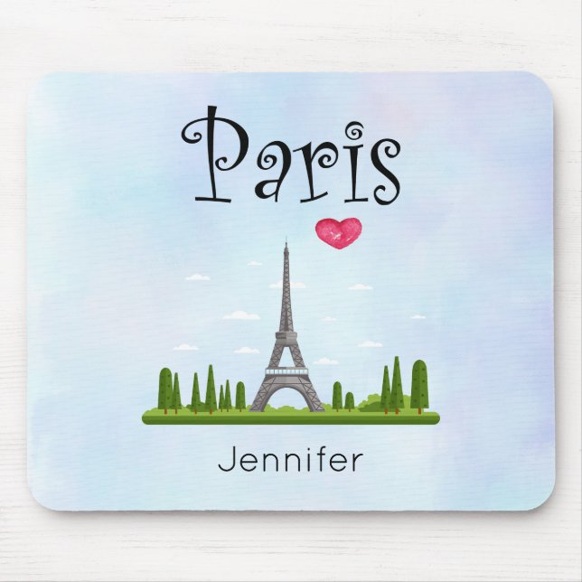 Herz Paris mit Eiffelturm Custom Mousepad (Vorne)