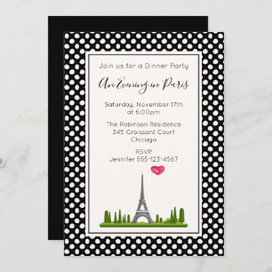 Herz Paris mit Eiffelturm Dinner Party Einladung