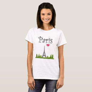 Herz Paris mit Eiffelturm T-Shirt