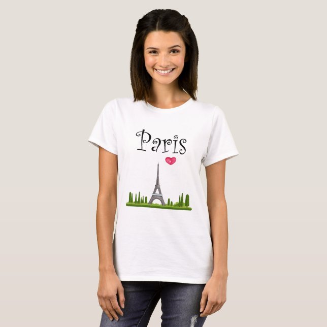Herz Paris mit Eiffelturm T-Shirt (Vorne ganz)