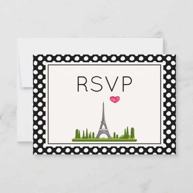 Herz Paris mit Eiffelturm-UAWG RSVP Karte (Vorderseite)