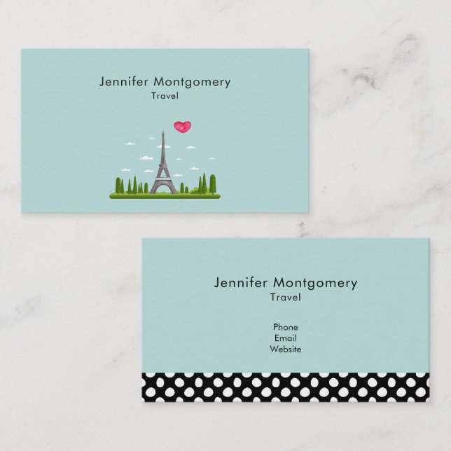 Herz Paris mit Eiffelturm Visitenkarte (Vorne/Hinten)