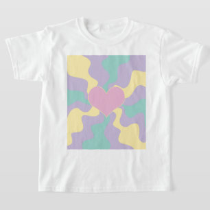 Herz - Pastellrosa, gelb, Lila und grün T-Shirt