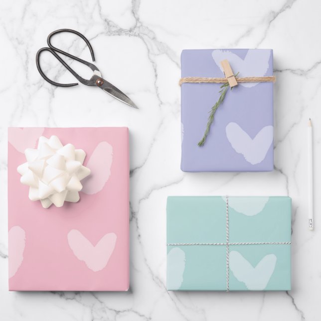 Herz Pattern Baby Liebe Pastel Colors Sweet Geschenkpapier Set (Vorderseite)
