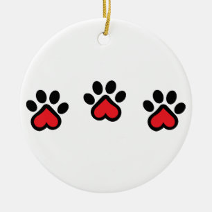 Herz Paw Prints Keramik Ornament