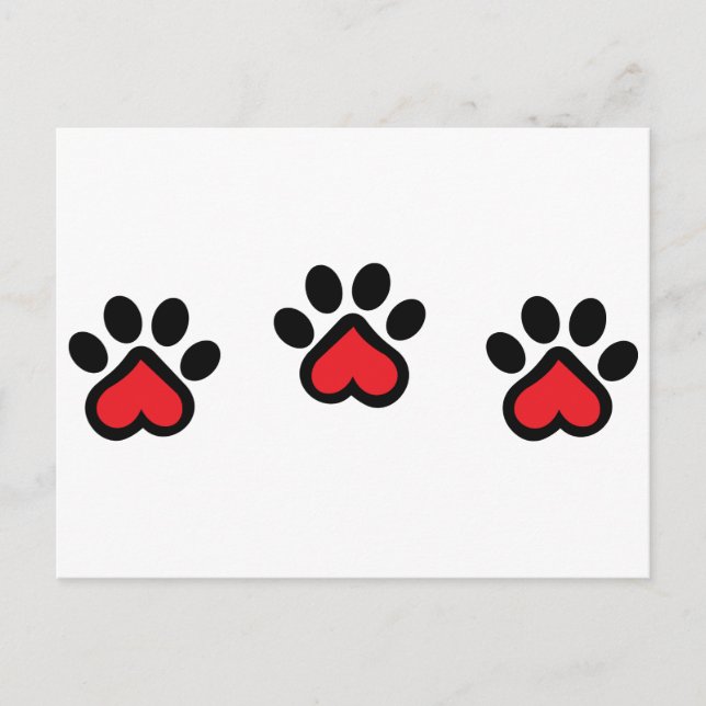 Herz Paw Prints Postkarte (Vorderseite)