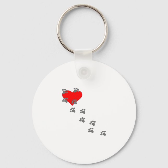 Herz (Paw Prints) Schlüsselanhänger (Vorderseite)