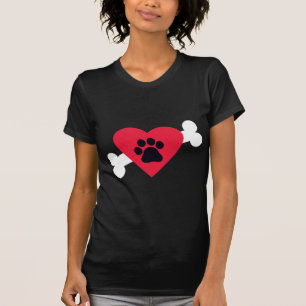 Herz, Pawprint und Knochen-Entwurfs-T - Shirt