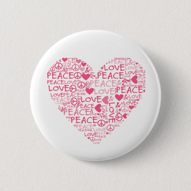 Herz peace & love button (Vorderseite)