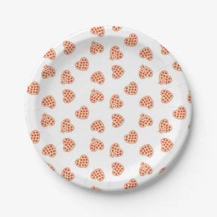 Herz Pepperoni Pizza Pattern Pappteller