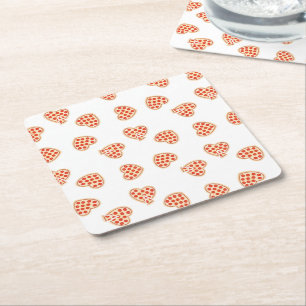 Herz Pepperoni Pizza Pattern Rechteckiger Pappuntersetzer