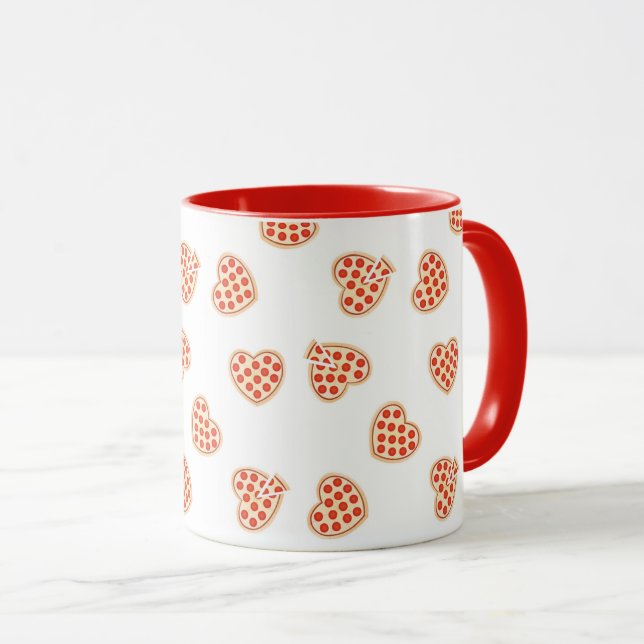 Herz Pepperoni Pizza Pattern Tasse (VorderseiteRechts)