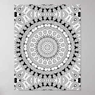 Herz Petal Burst Ausmalbild Intricates Design Poster