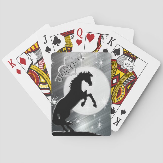Herz Pferde V (silberne Linien) Spielkarten (Rückseite)