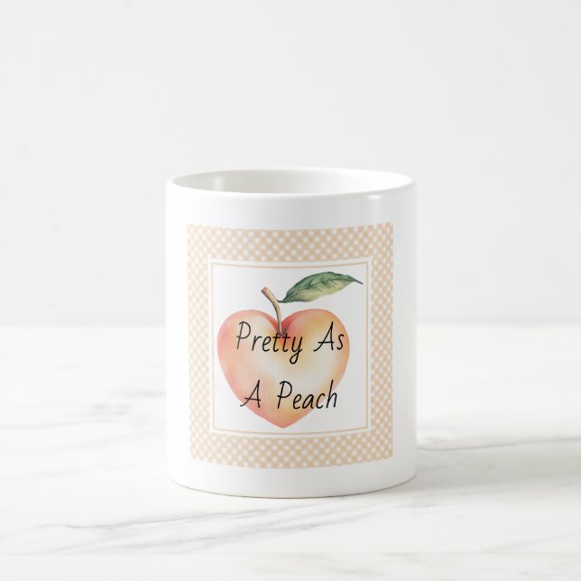 Herz Pfirsich Frucht Rahmen   Kaffeetasse (Mittel)