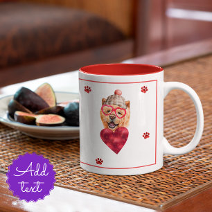 Herz Pfoten Chow Chow Valentinstag Geschenk Hund Zweifarbige Tasse