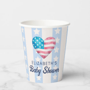 Herz & Pink Sterne Streifen Junge Baby Shower Pappbecher