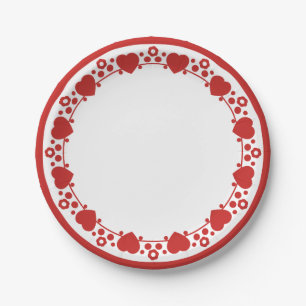 Herz & Polka Dots Red & White Wedding Liebe Pappteller