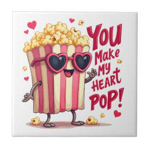 Herz-Popcorn Valentins-Design Fliese
