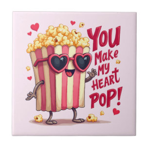 Herz-Popcorn Valentins-Design Fliese
