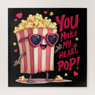 Herz-Popcorn Valentins-Design Puzzle