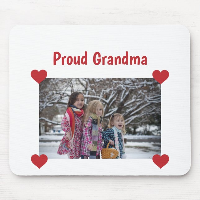 Herz Proud Oma Liebe Persönliches Foto machen Mousepad (Vorne)