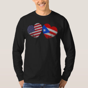 Herz Puerto Amerikanischer Flaggen Patriotische Fa T-Shirt