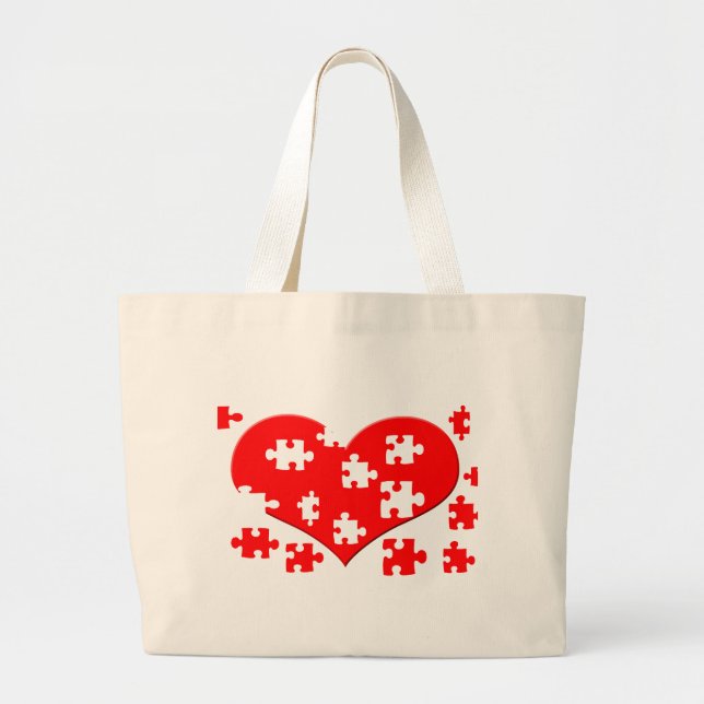 Herz-Puzzlespiel-Tasche Jumbo Stoffbeutel (Vorne)