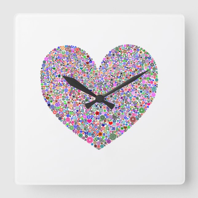 Herz Quadratische Wanduhr (Vorderseite)