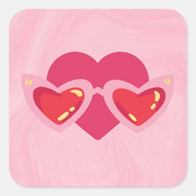 Herz Quadratischer Aufkleber (Vorderseite)