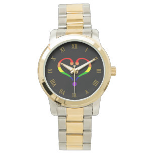 Herz Regenbogen des Stolzes Tag von San Valentín Armbanduhr