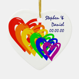Herz-Regenbogen Keramik Ornament