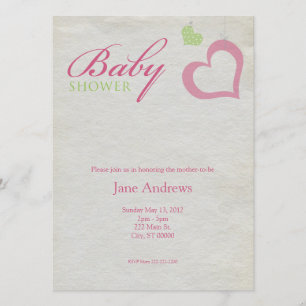 Herz reiht Babyparty - Rosa u. Grün auf Einladung