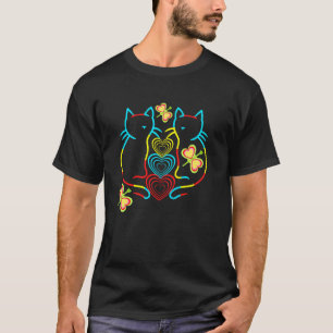 Herz Retro Katzen Katzen Herzen Valentinstag Kinde T-Shirt