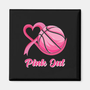 Herz Ribbon Basketball Pink Out Brustkrebs Awa Magnet
